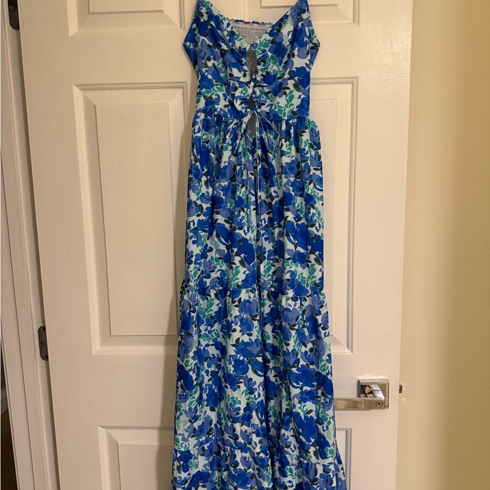 Never Worn-Blue and Green Floral Maxi Dress